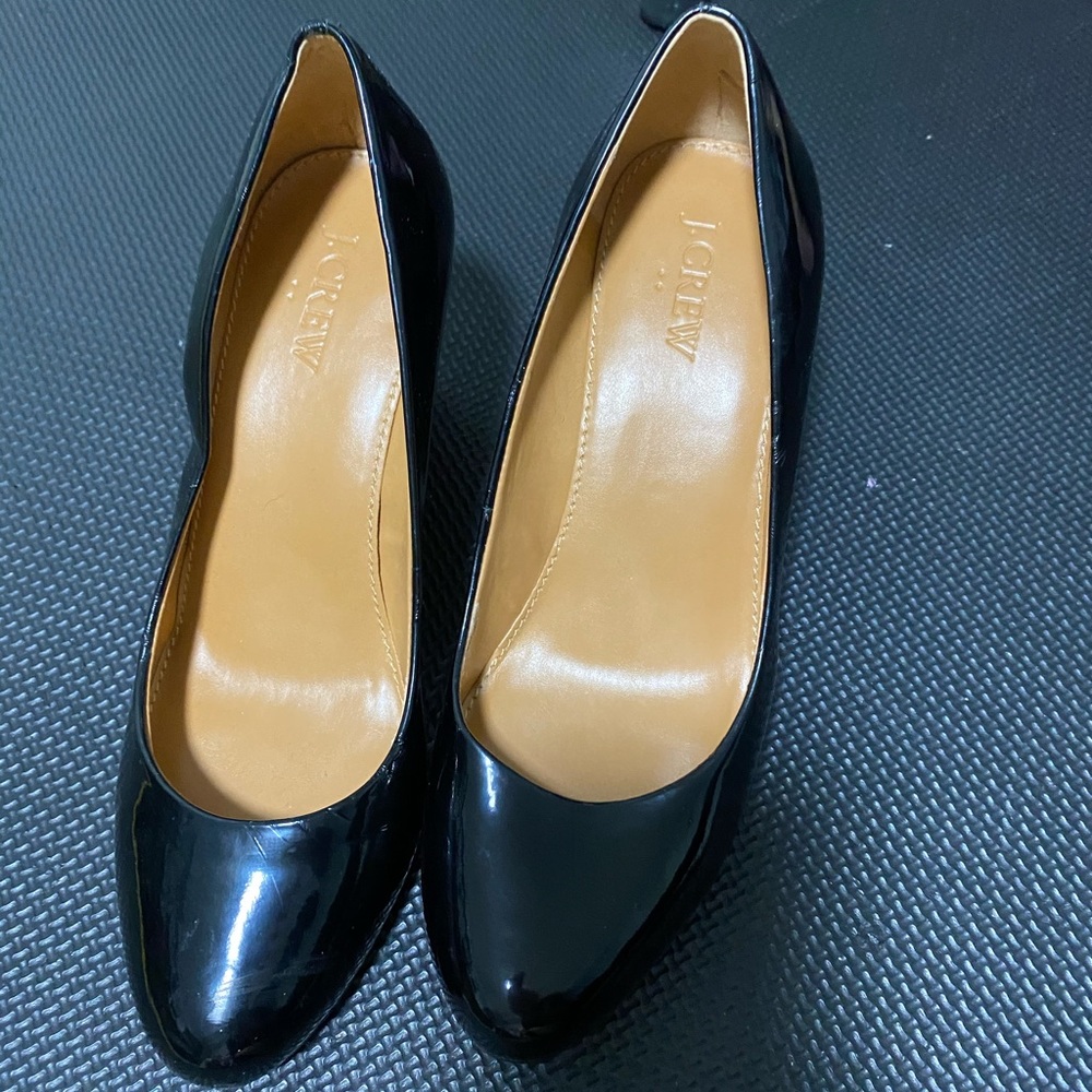 Jcrew black wedge pumps